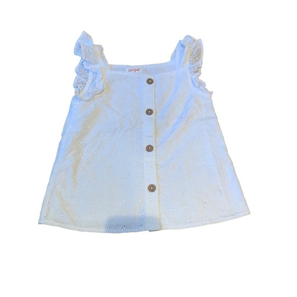 CAT & JACK White Eyelet Flutter Sleeve Blouse size 6/6x - Picture 2 of 4